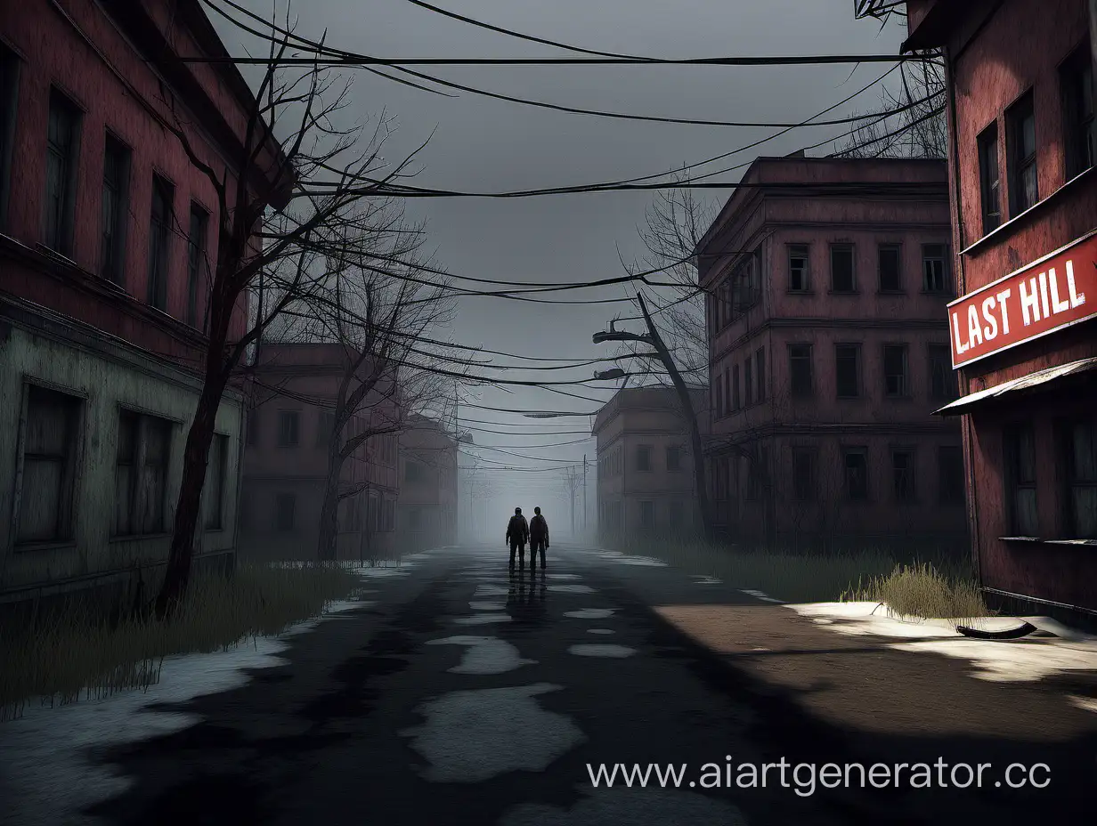 Art crossover of games Silent Hill and The Last of Us in a Soviet provincial town