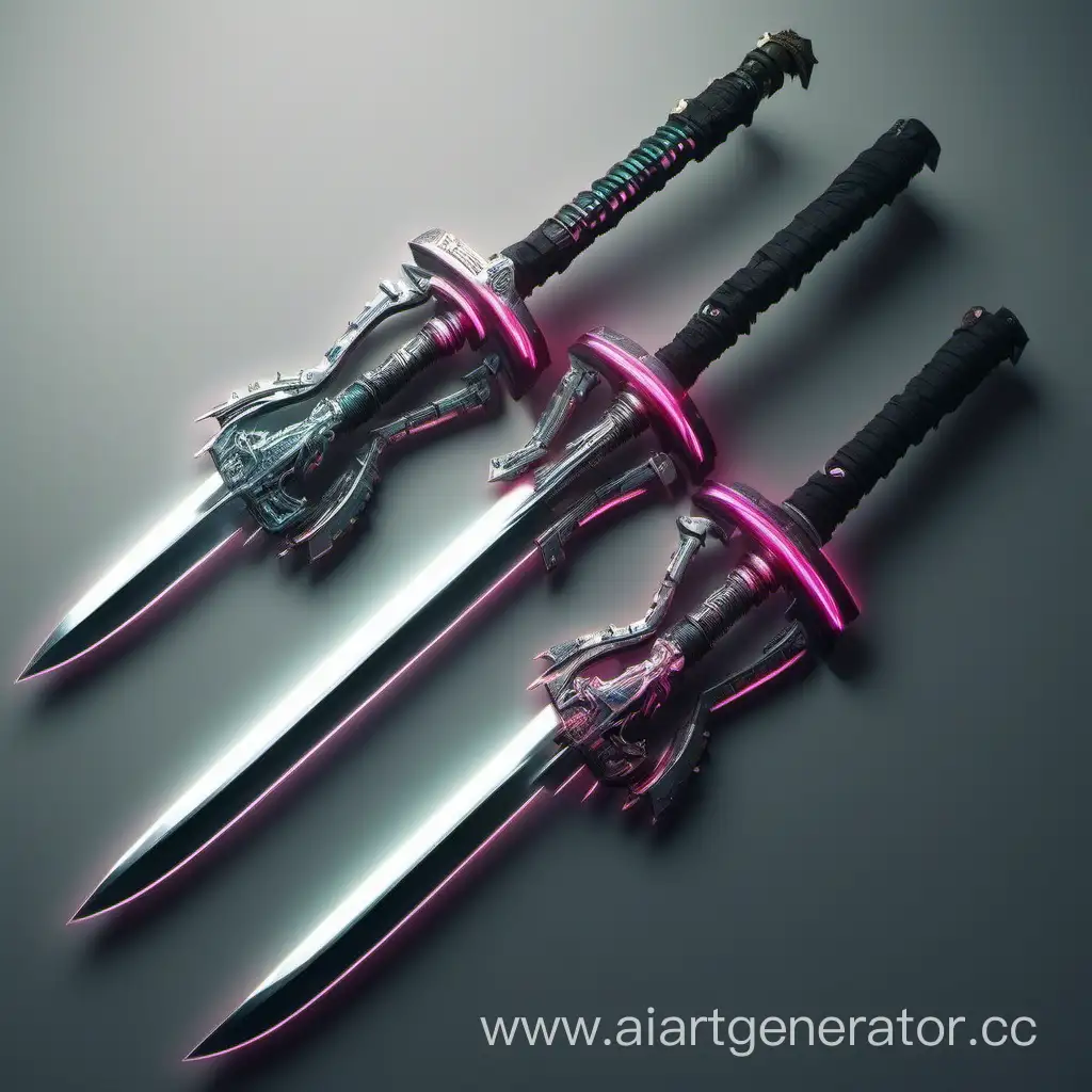 crossed cyberpunk katanas 