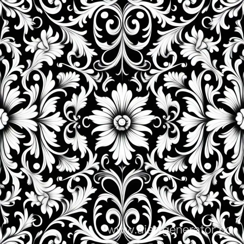 Elegant-Floral-Baroque-Pattern-in-Striking-Monochrome-Vector-Illustration