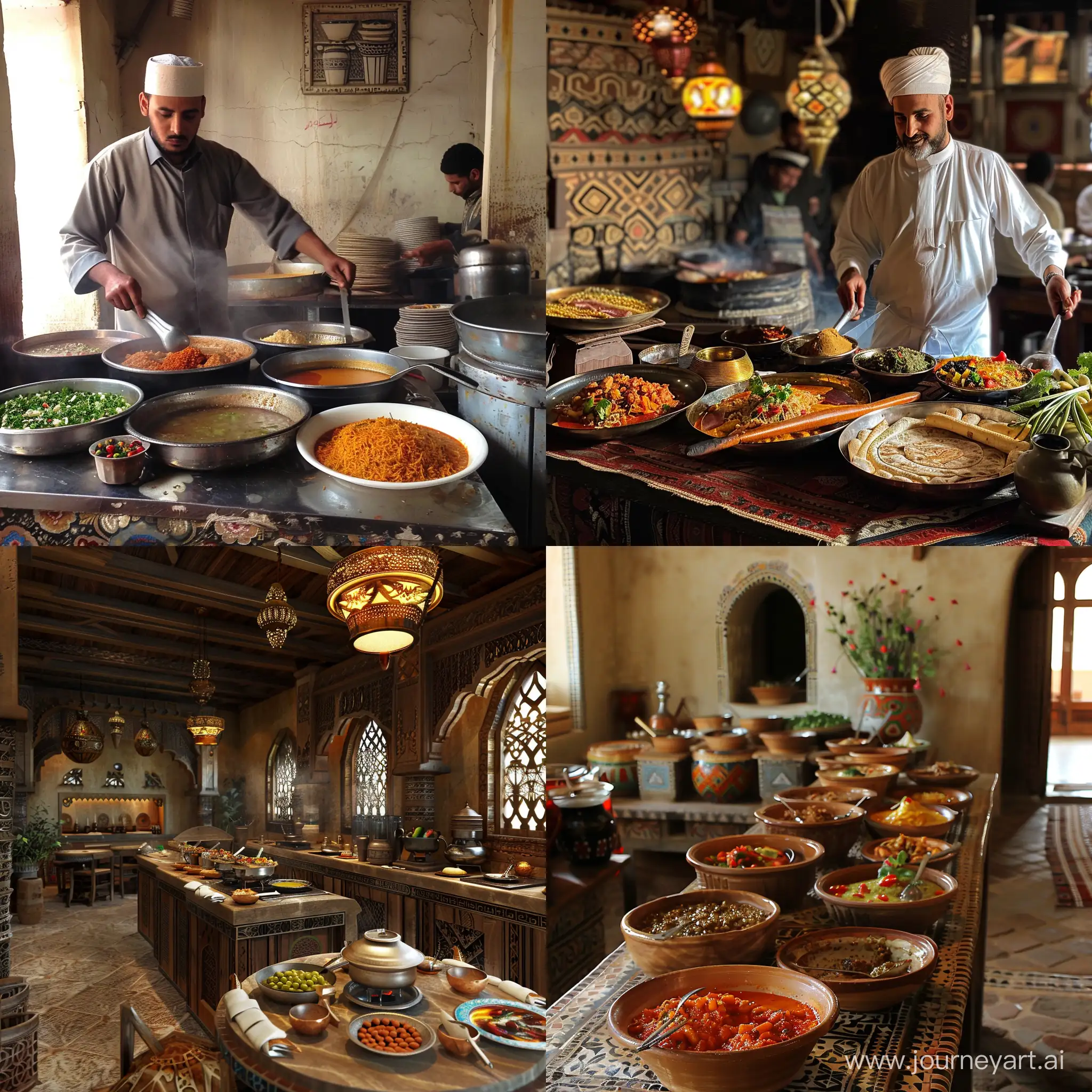 Traditional-Yemeni-Restaurant-Food-Preparation-Service-Table