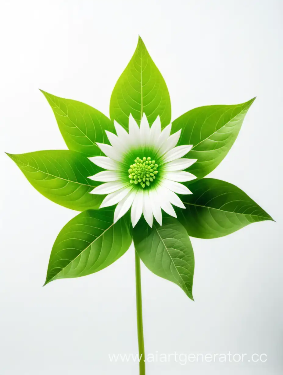 ANNUAL HYBRID wild BIG flower 8k ALL FOCUS with natural fresh green 2 leaves on white background 