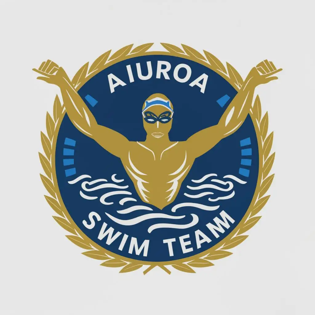 a logo design,with the text "Aurora Swim Team", main symbol:Royal blue, and gold are the main colors.

.,complex,clear background