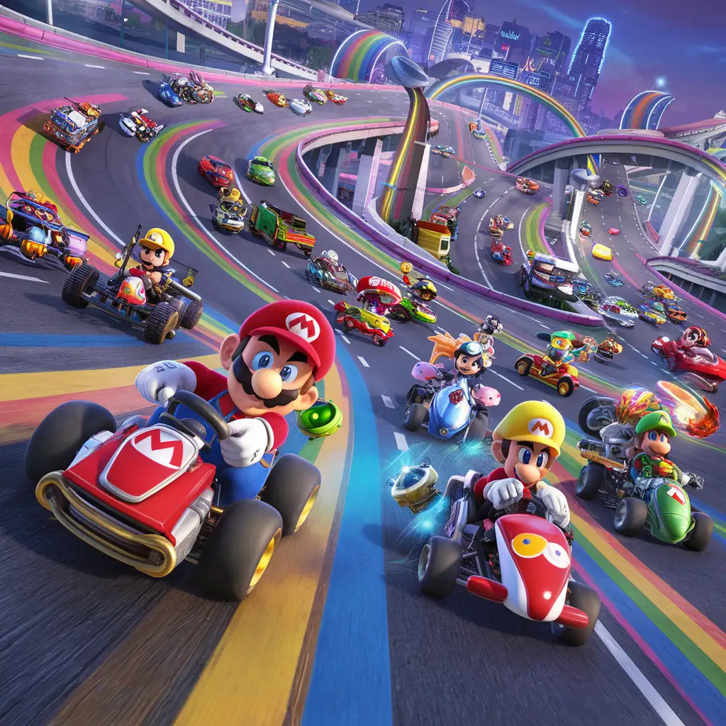 Scenic Mario Kart Motorway Race Track