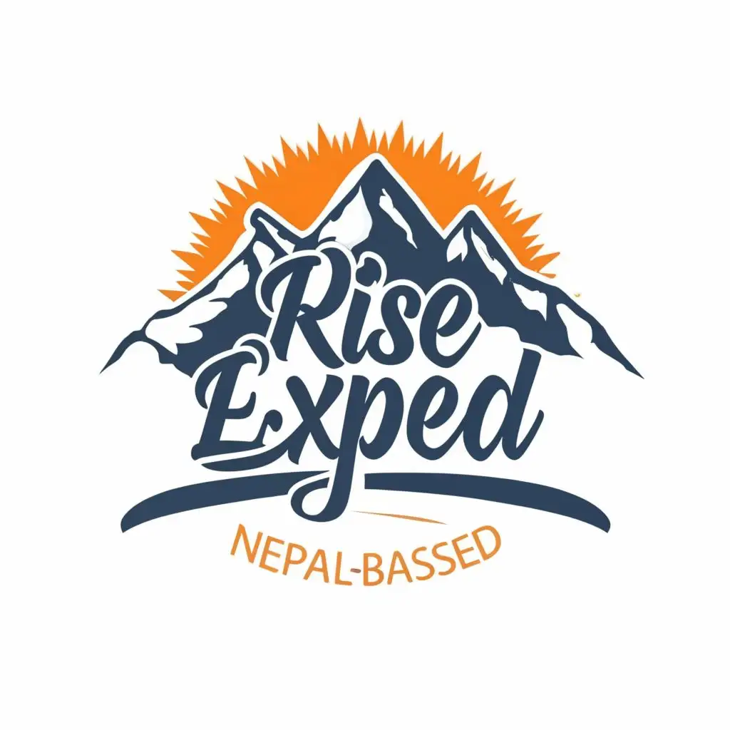 logo, The rising Nepal-based, with the text "RISE EXPED", typography, be used in Travel industry