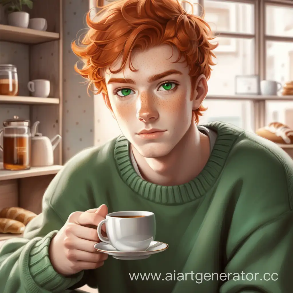 Cozy-Redhead-Enjoying-Hot-Tea-in-Comfortable-Room