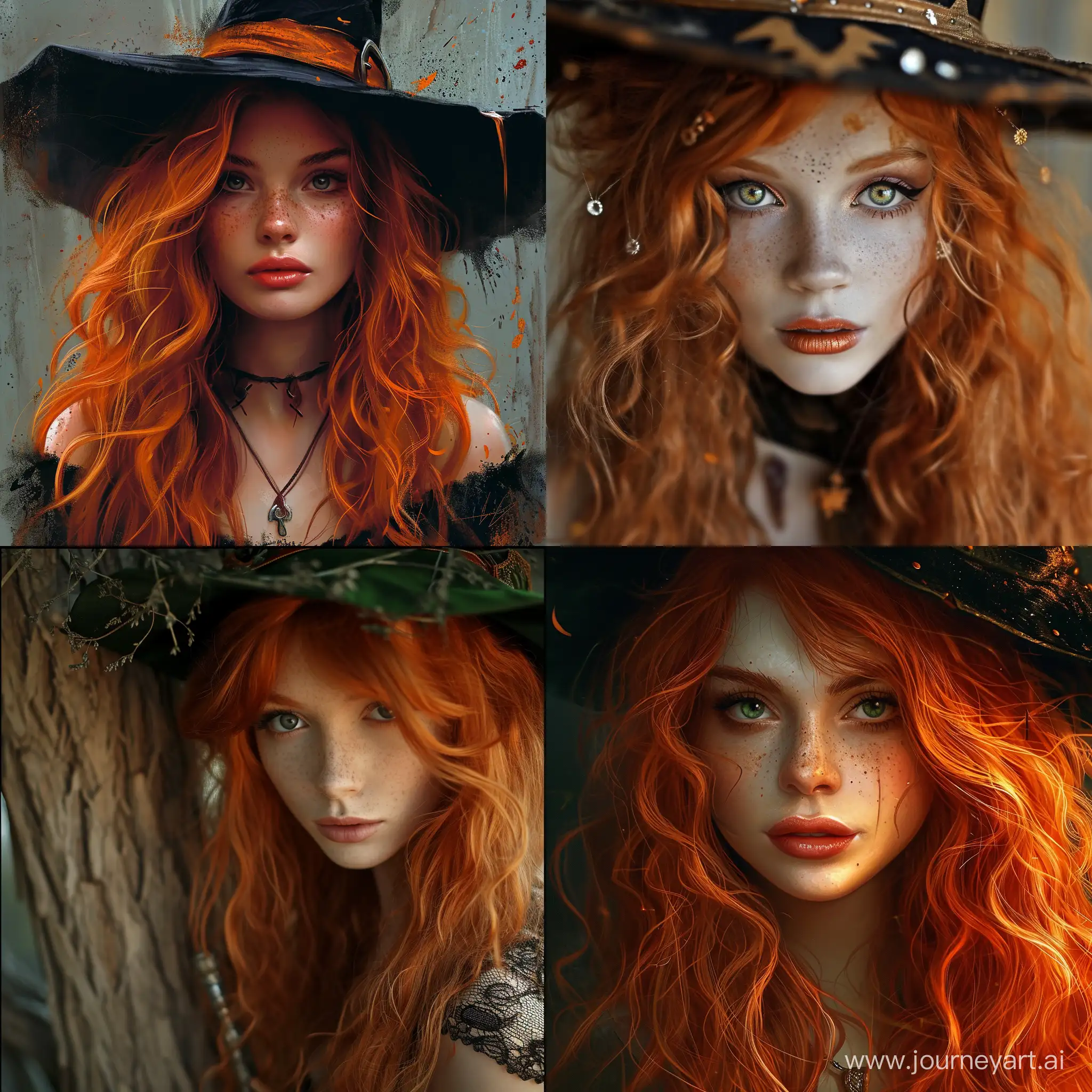 Красивая рыжая безумная девушка ведьма