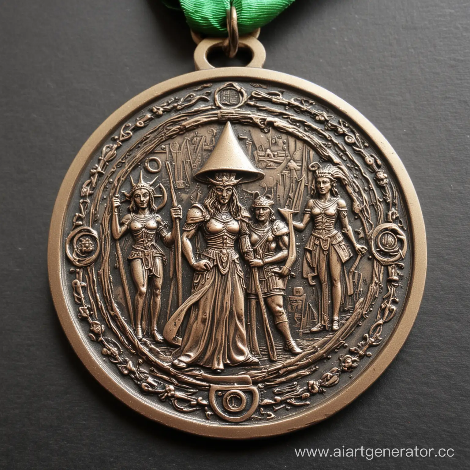 Wizard-Receiving-a-Metal-Medal-in-the-Land-of-Oz-under-the-Watchful-Eye-of-Saturn-and-Hecate