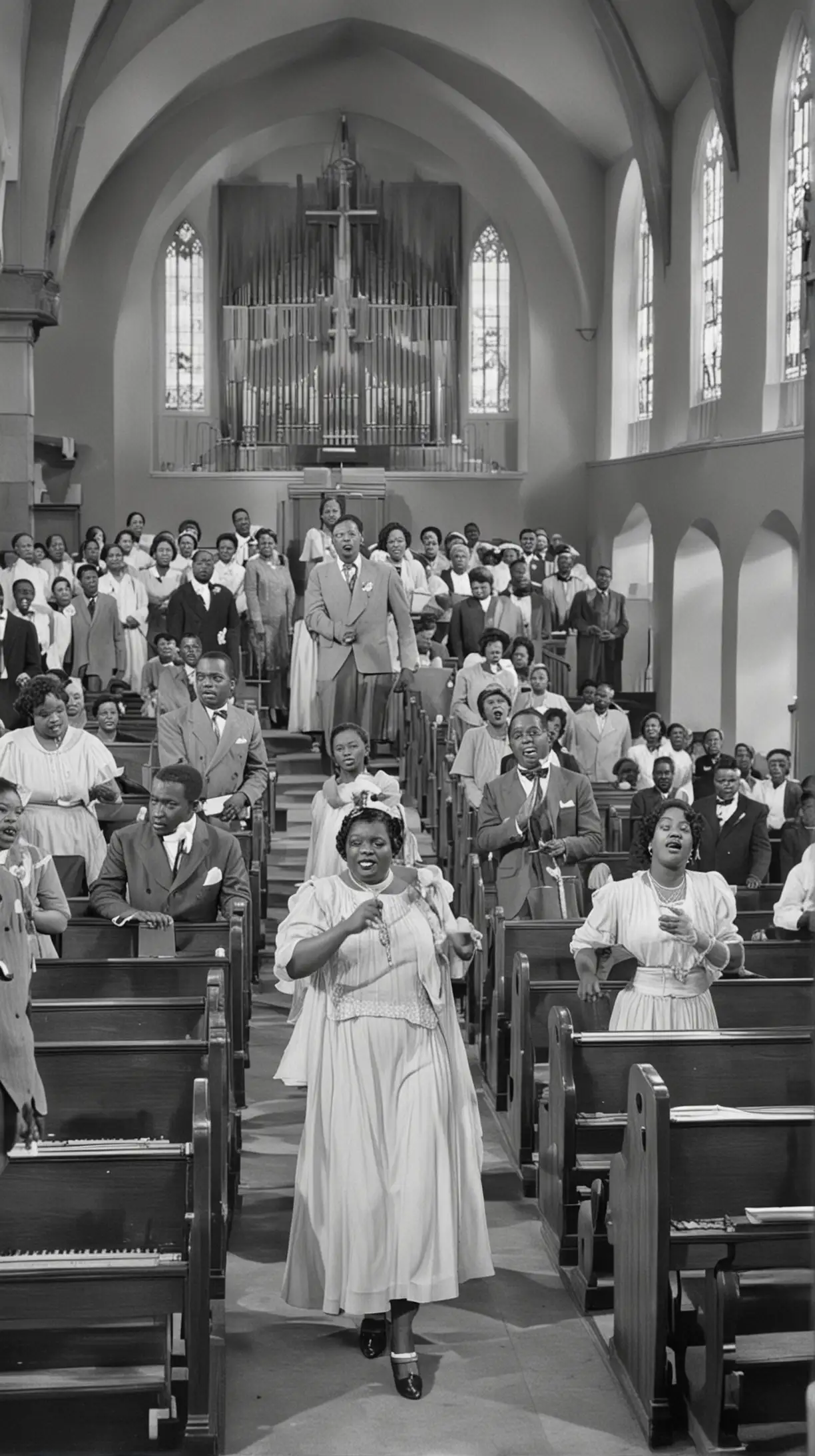 Soulful Gospel Singing in 1930s Church Atmosphere