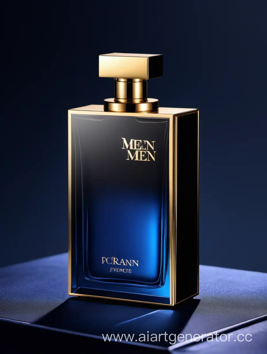 generate good photos of men's perfumes one box should be the largest, then descending and the last the smallest blue, black and golden