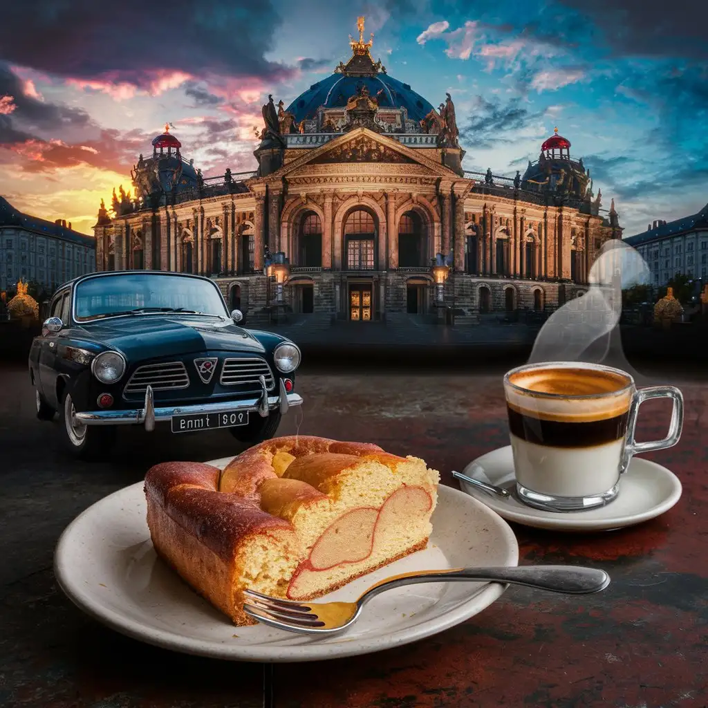 Semperoper Dresden at Sunset with Trabant Apple Pie and Espresso