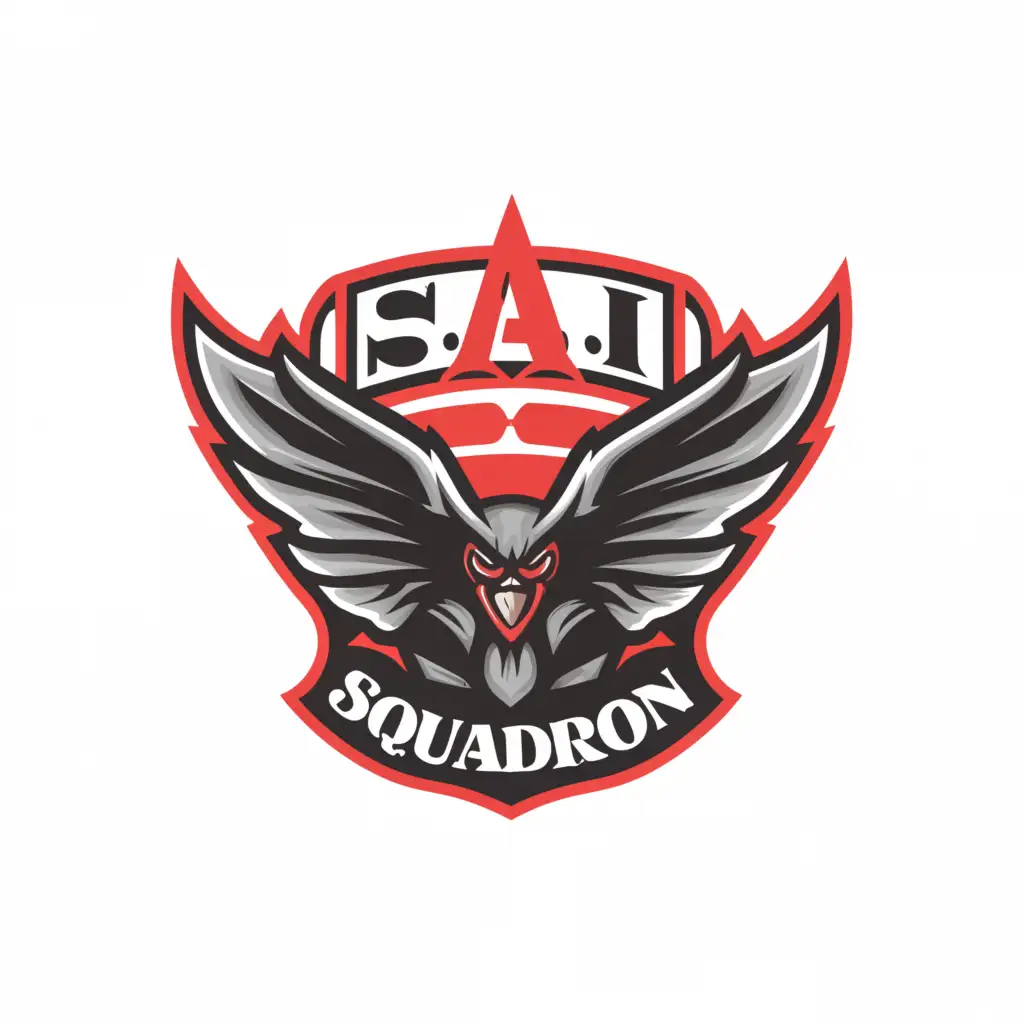 a logo design,with the text "S A I Squadron", main symbol:Muscle Birds,Moderate,clear background