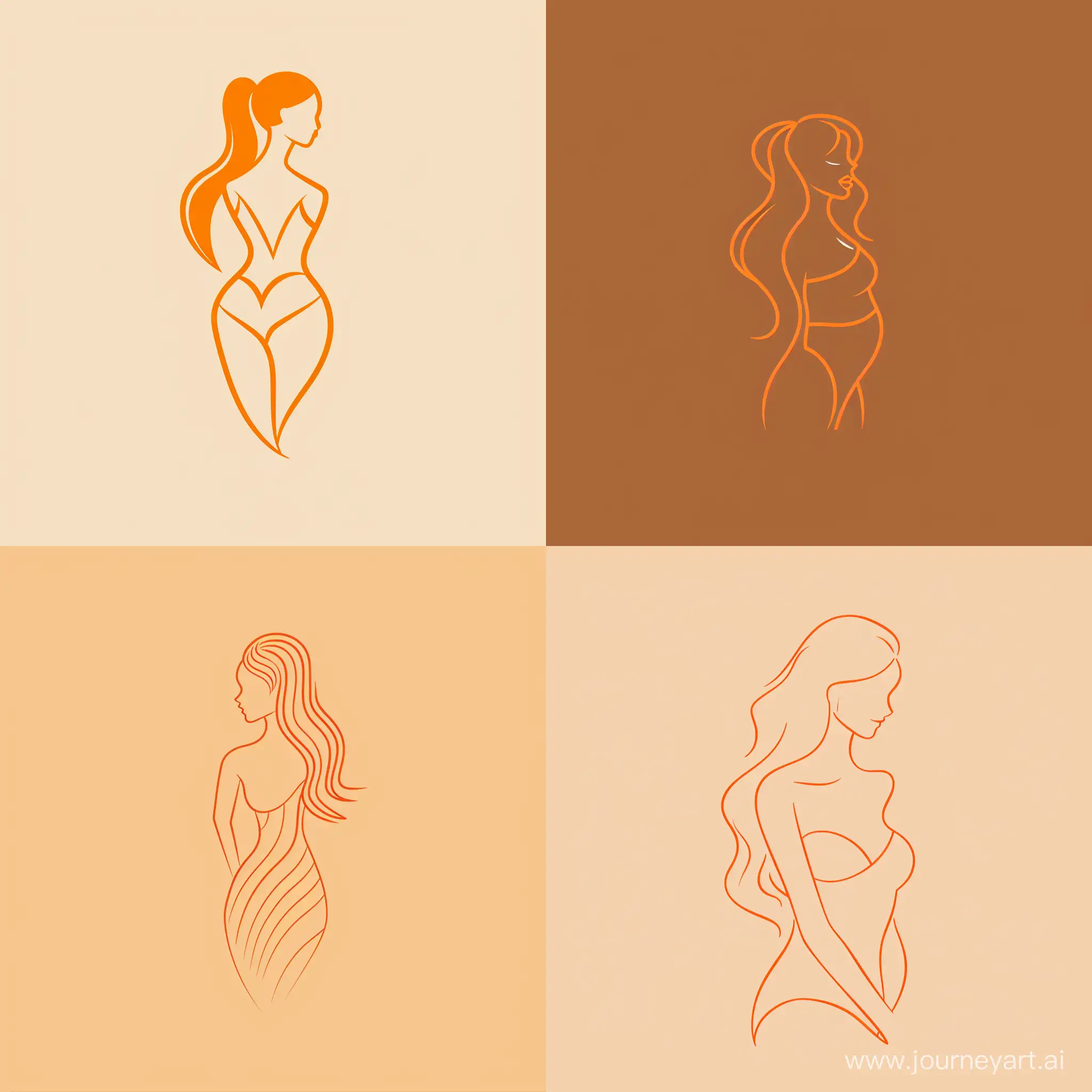 modern, and minimal style logo, 2D line art, and silhouette of a woman’s body, for a women’s beauty and breast bulking center.
in orange and #333333 color
be creative and unique.