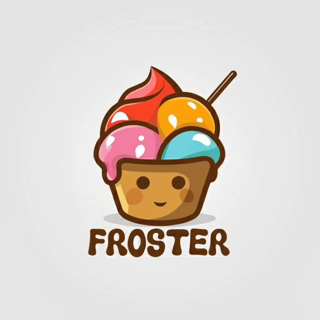 a logo design,with the text "Froster", main symbol:Icecream cup looking like a muffin,Moderate,clear background