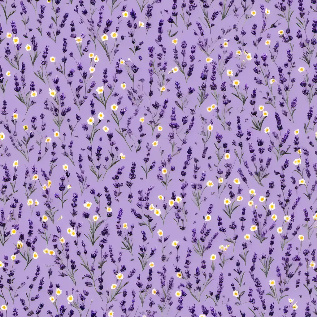 a ditsy floral pattern, tiny florals with lavander background