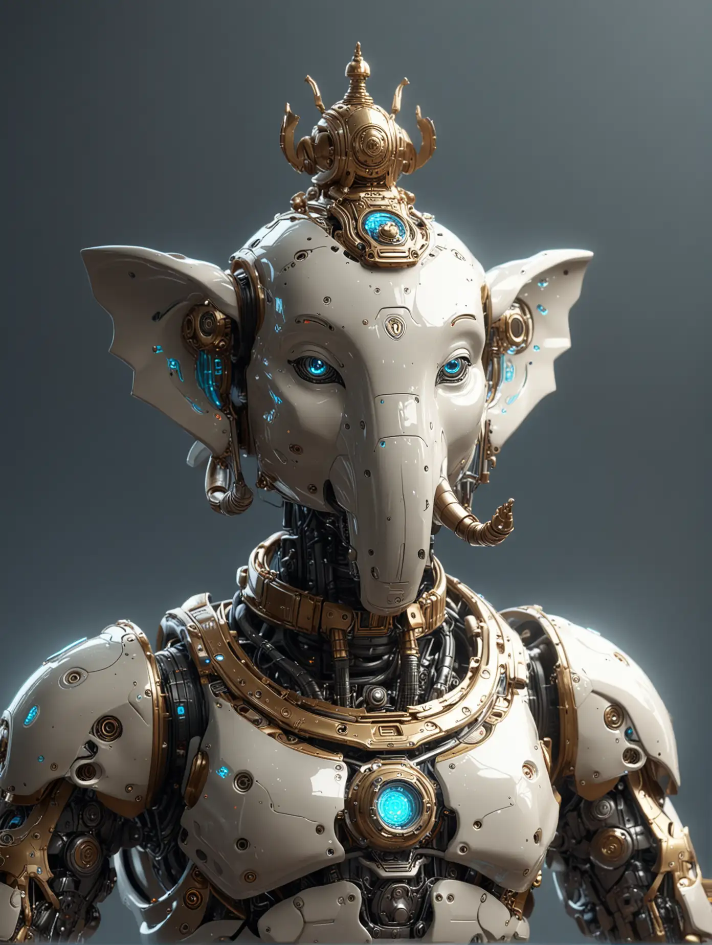 Ganesh, part futuristic robot, glossy, 4k