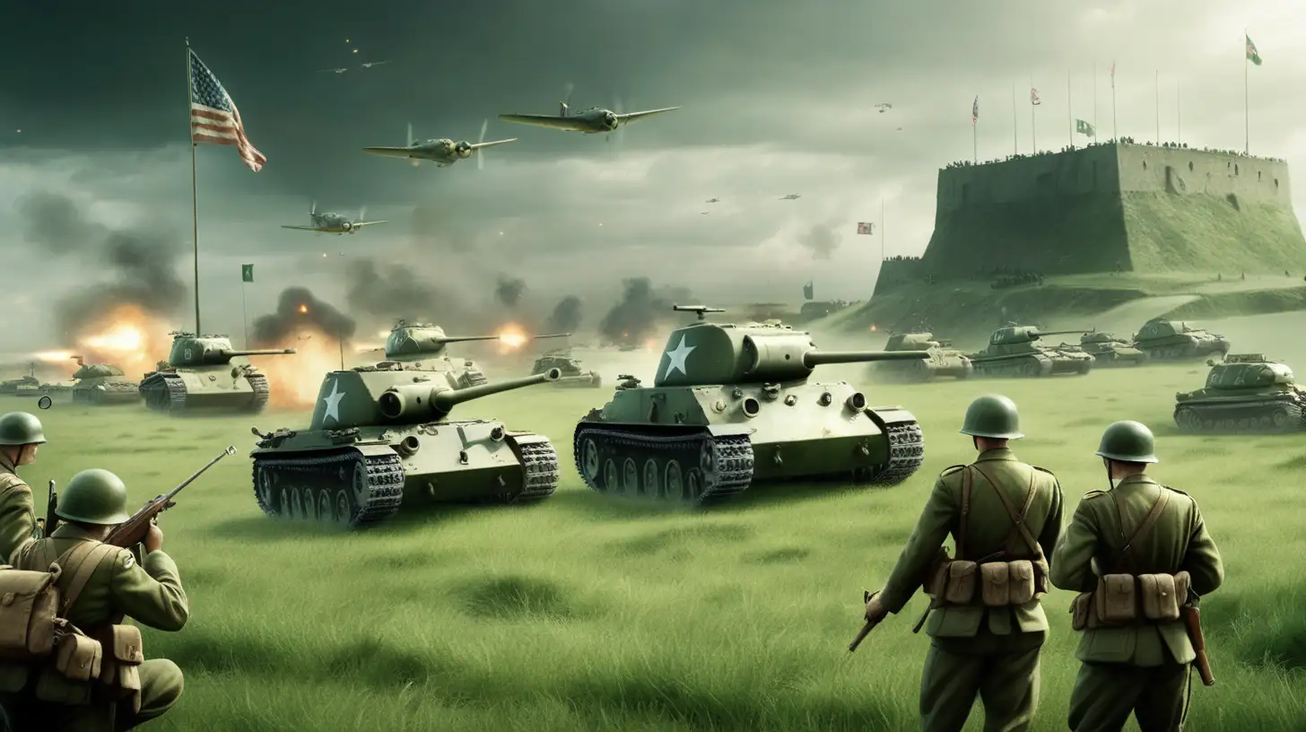 battlefield, WW2, green stronghold, green flag, green command center