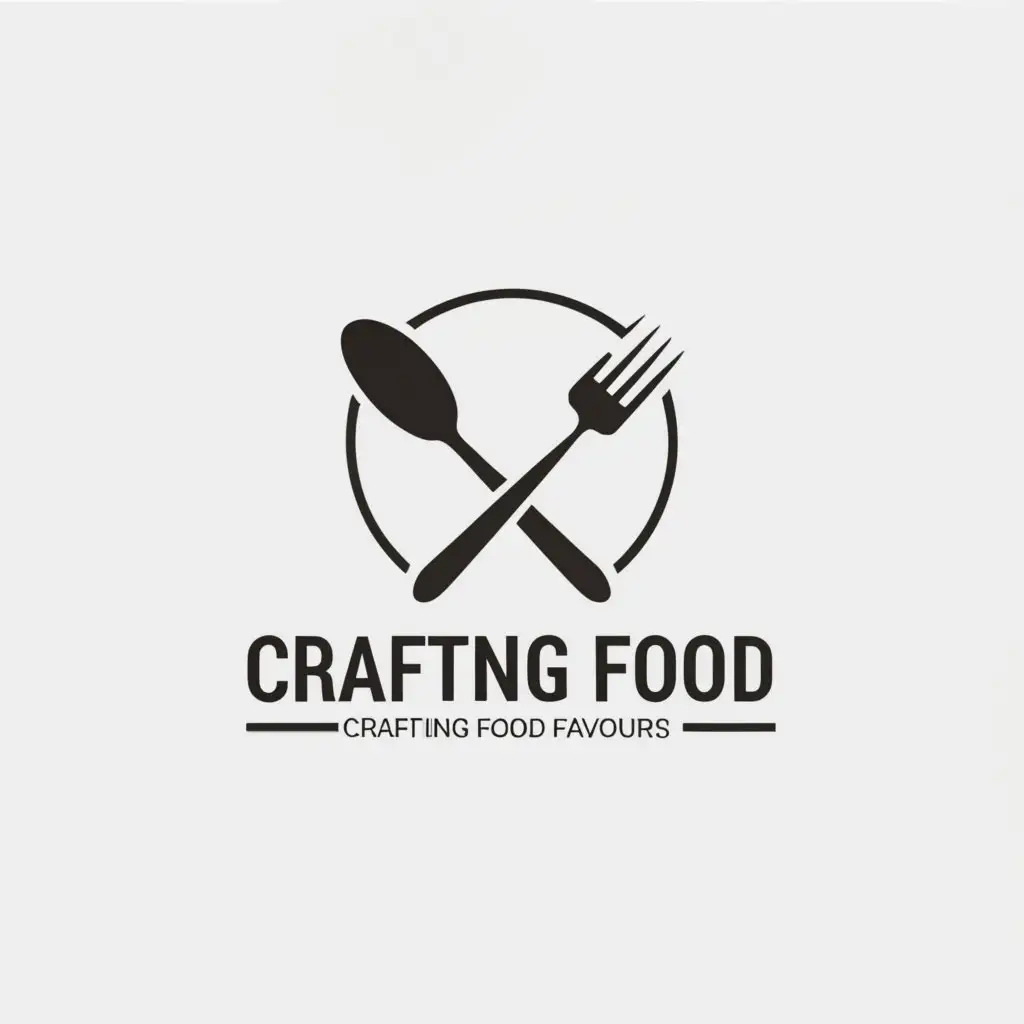 a logo design,with the text "Crafting food flavours", main symbol:Fork and spoon,Moderate,be used in Restaurant industry,clear background
