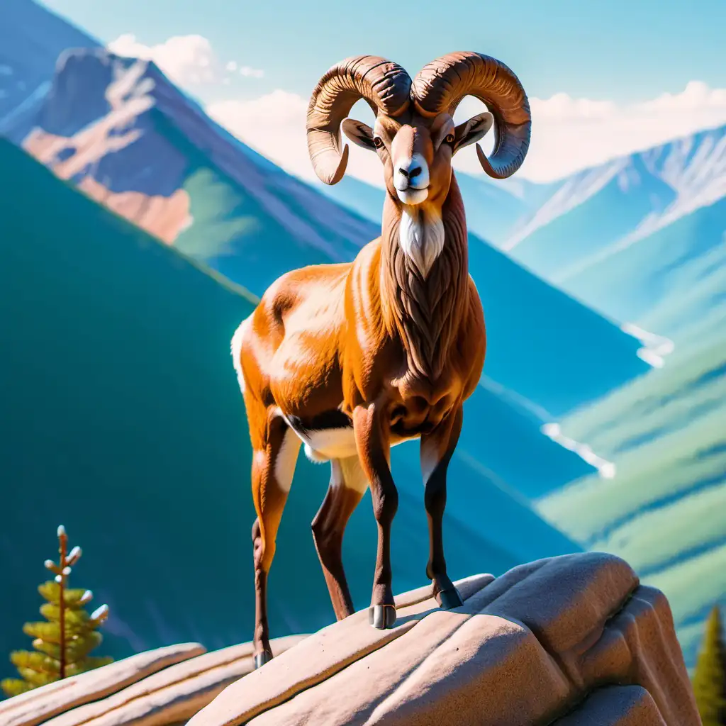 Majestic Mouflon Tranquil Wildlife Scene in European Mountains