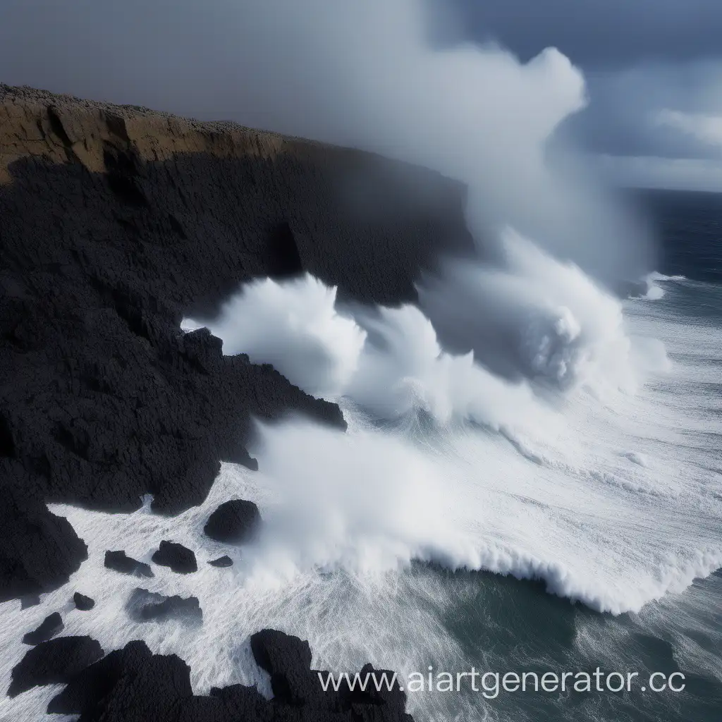big waves that crash on the rocks the weather is so bad rocks rocks: volcanic