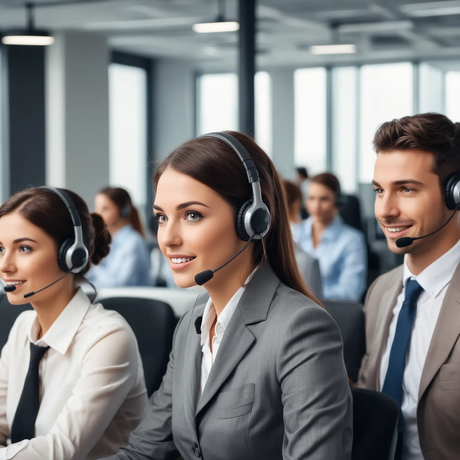 Image of a Modern Contact Center with realistic agents
