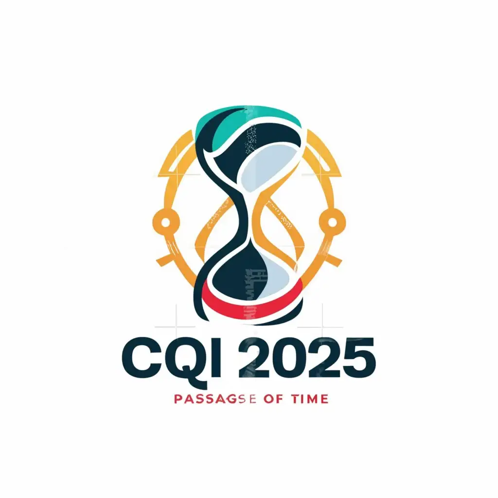 a logo design,with the text "CQI 2025", main symbol:hoursglass, time,complex,clear background