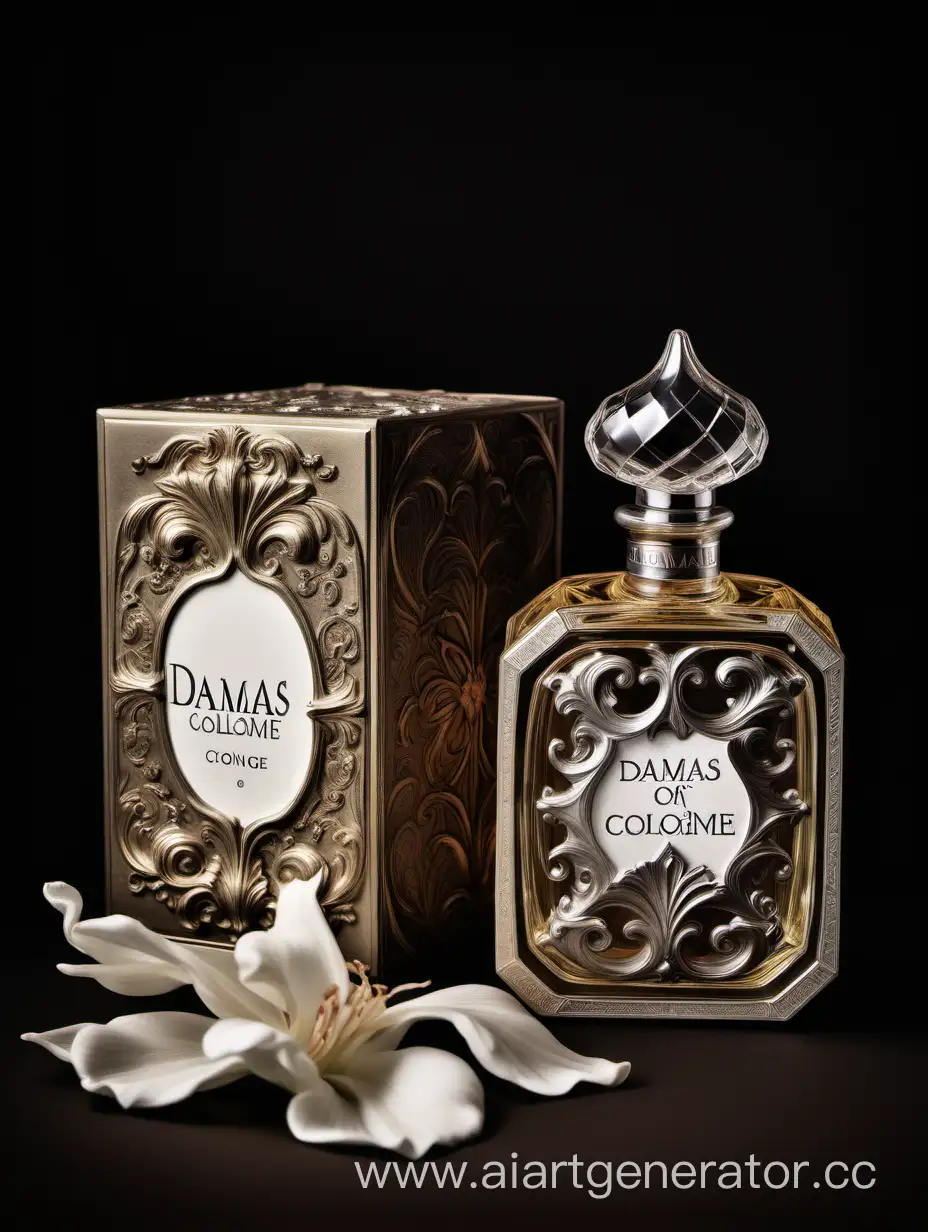 a bottle of damas cologne sitting next to a box, a flemish Baroque by Demetrios Farmakopoulos, instagram contest winner, dau-al-set, dynamic composition, contest winner, feminine