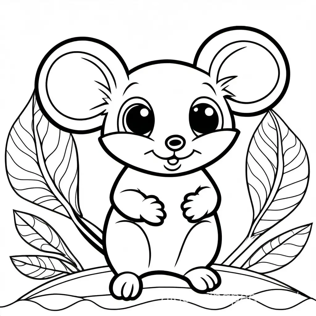 cute mouse, Coloring Page, black and white, line art, white background, Simplicity, Ample White Space. The background of the coloring page is plain white to make it easy for young children to color within the lines. The outlines of all the subjects are easy to distinguish, making it simple for kids to color without too much difficulty