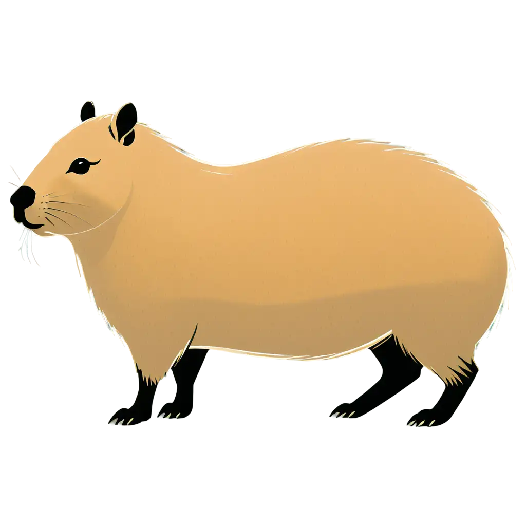 Minimalistic-Capybara-Side-Profile-Clipart-PNG-Delicate-Jon-Klassen-Style-Art-for-Nursery-Decor