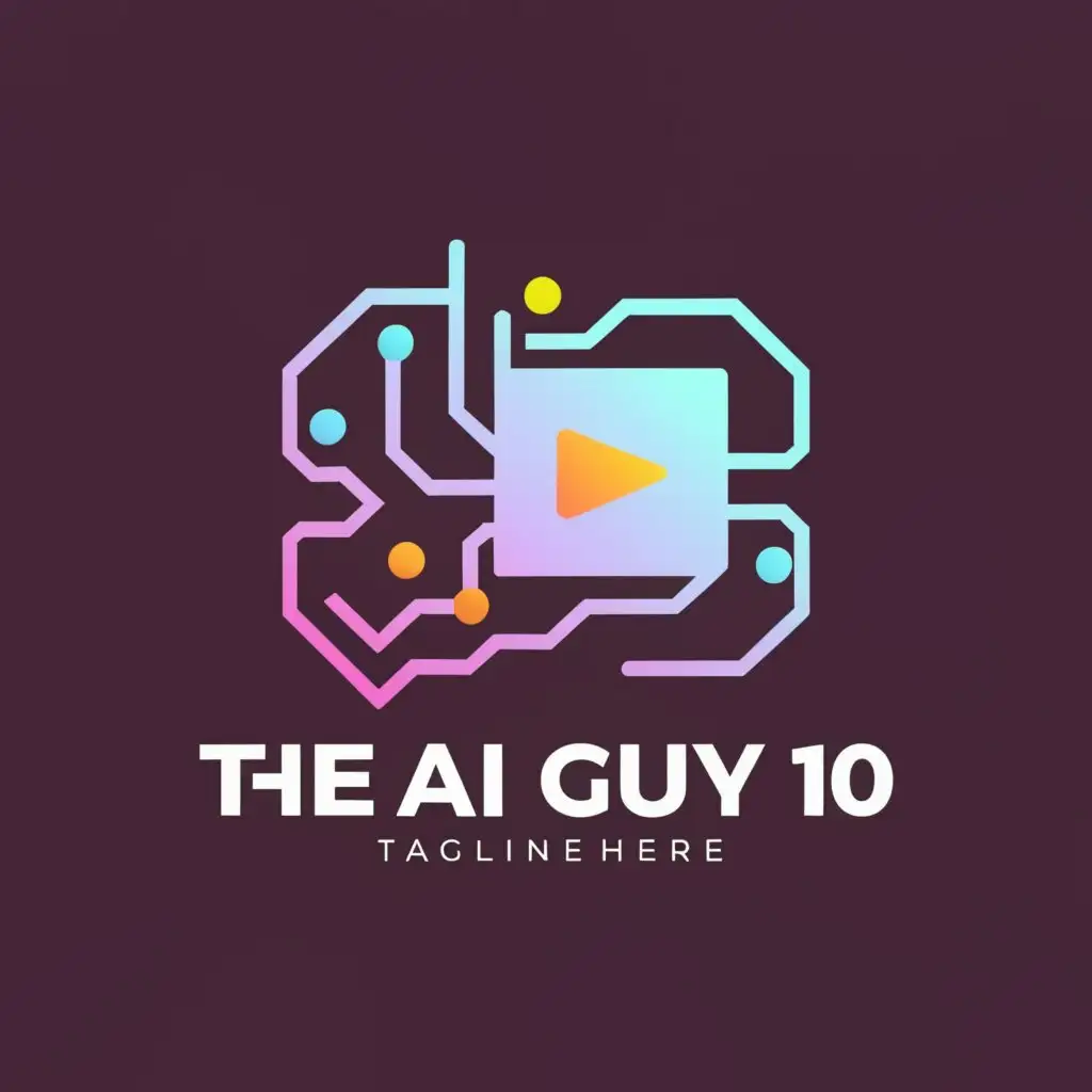 a logo design,with the text "the ai guy 10", main symbol:youtube,complex,clear background