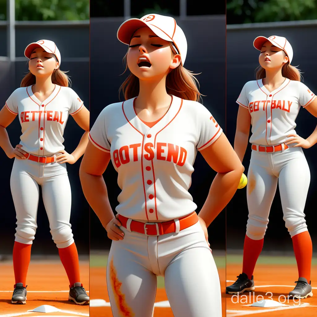 softball player. perfect athletic girlish figure, heavenly pleasure, closed eyes, wide hips, collage, 8K ultra-high-definition