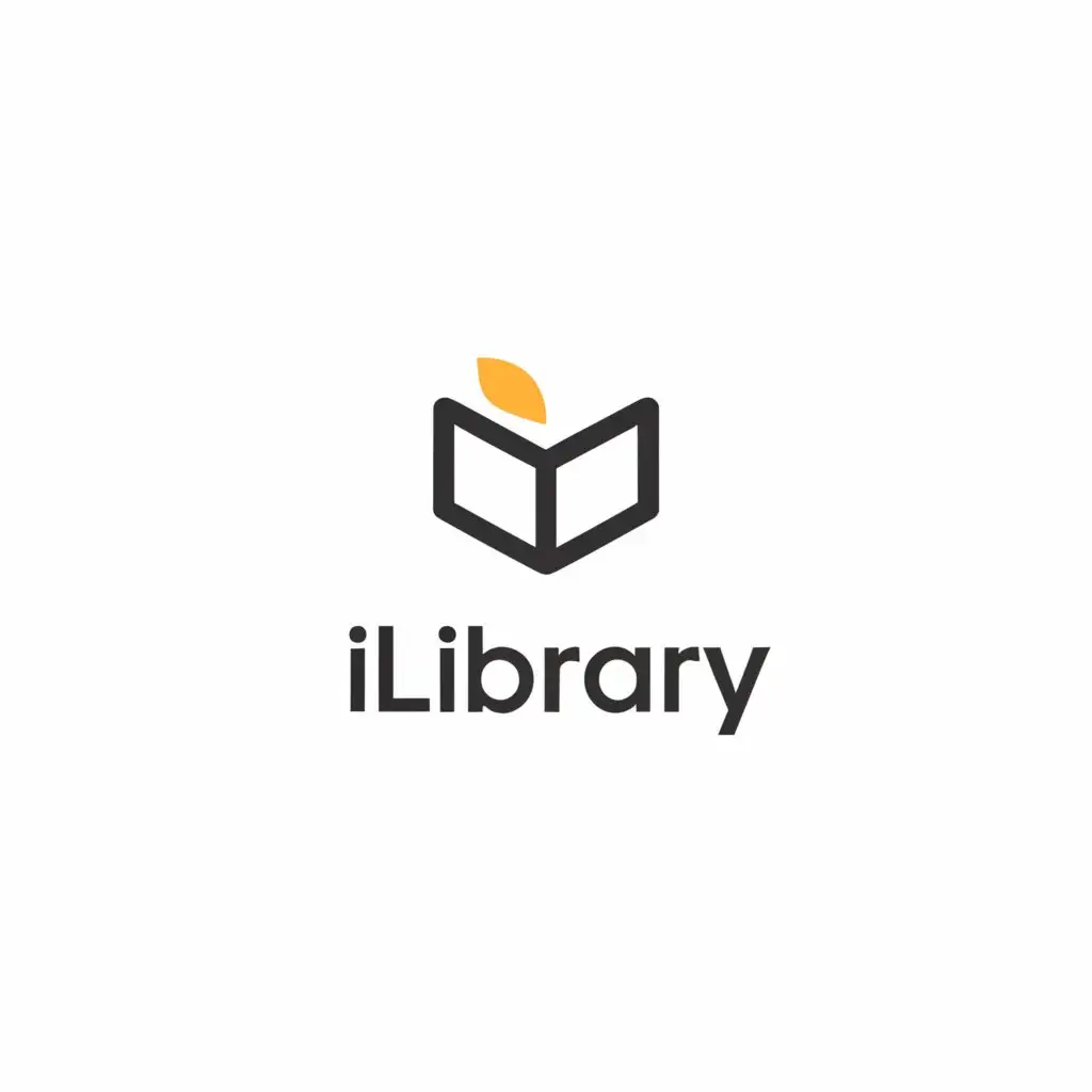 a logo design,with the text "ILibrary", main symbol:Book,Minimalistic,clear background