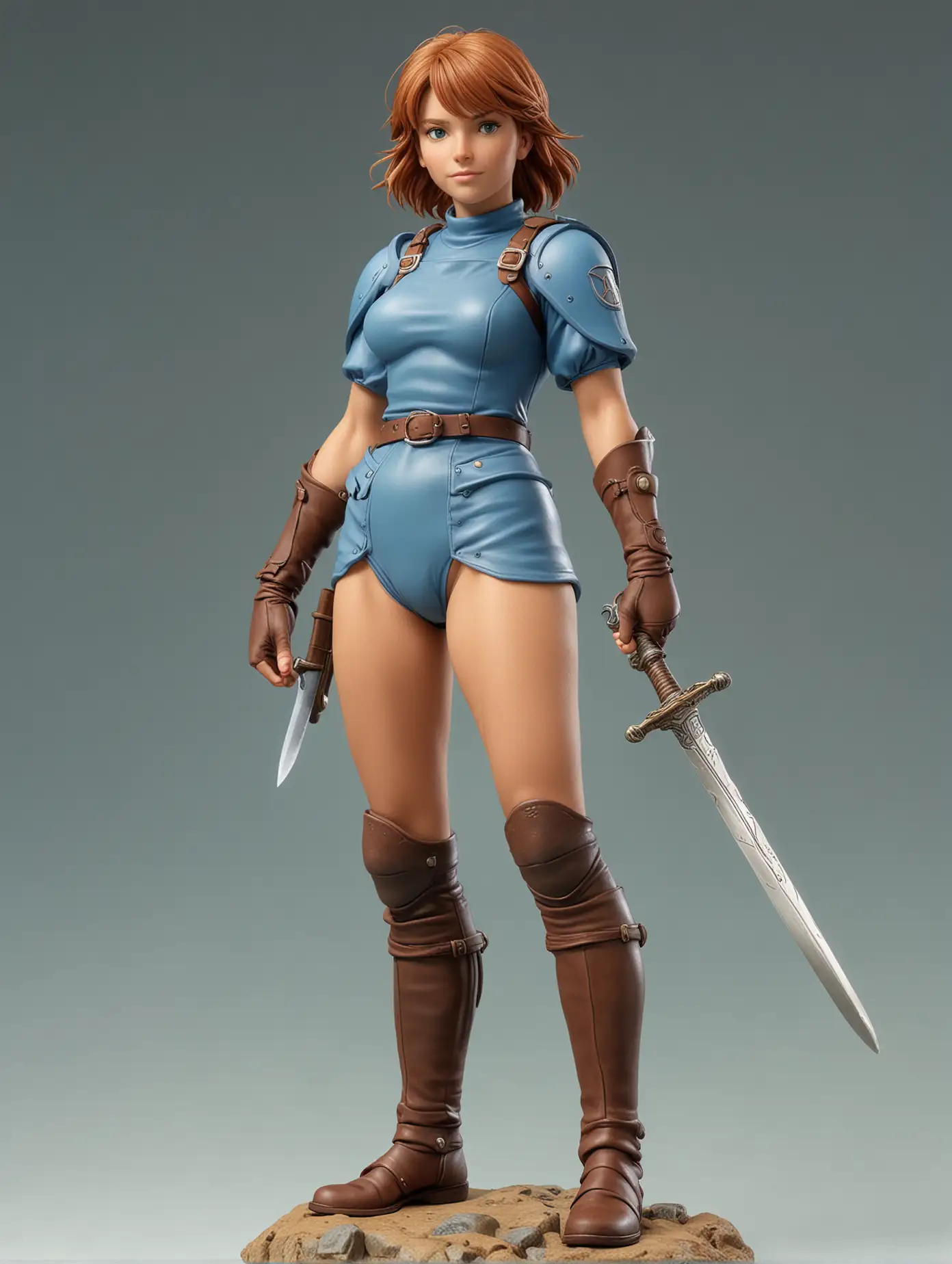 30 year old Nausicaa, highly realistic, legs, holding sword, full body