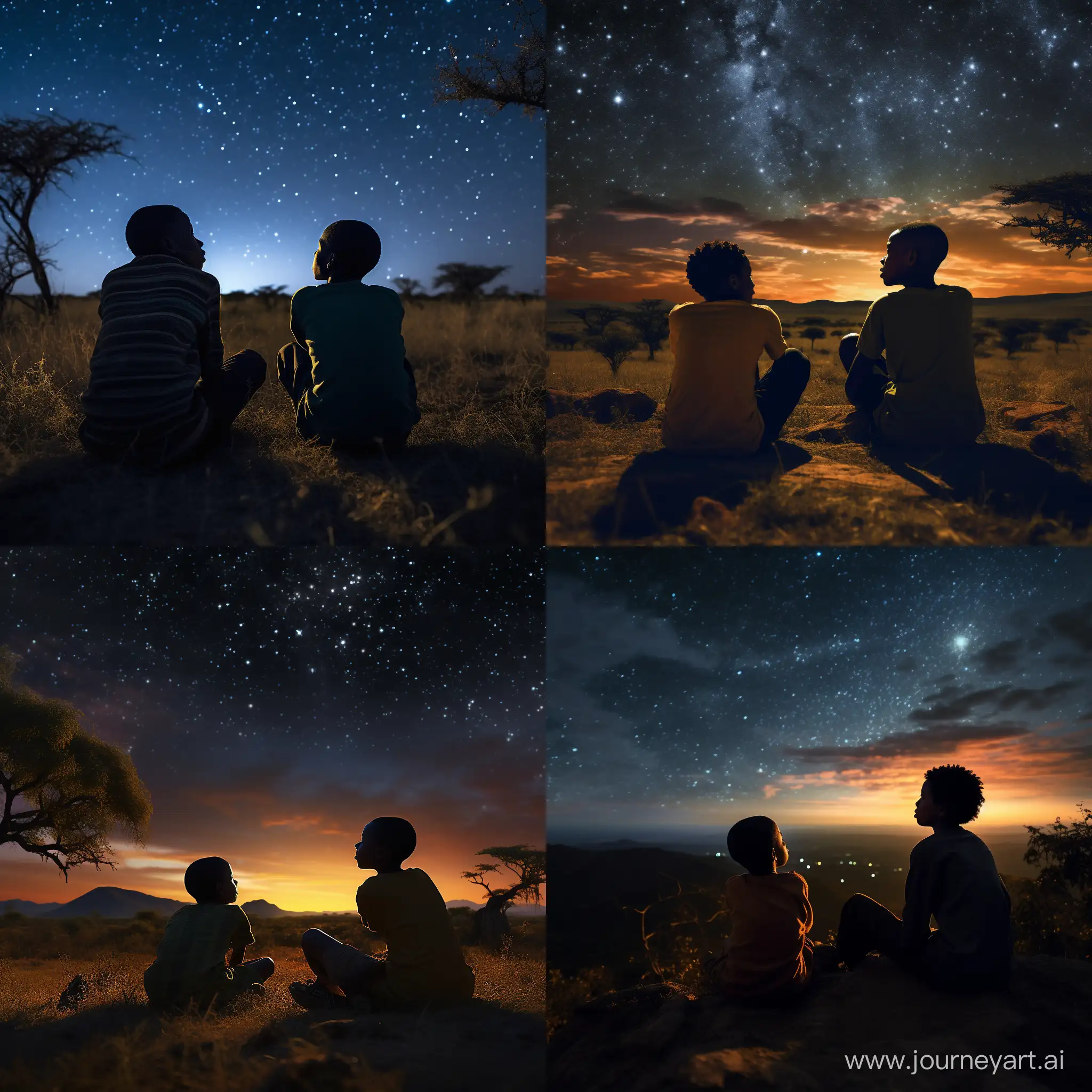 Two African Teenagers stargazing 