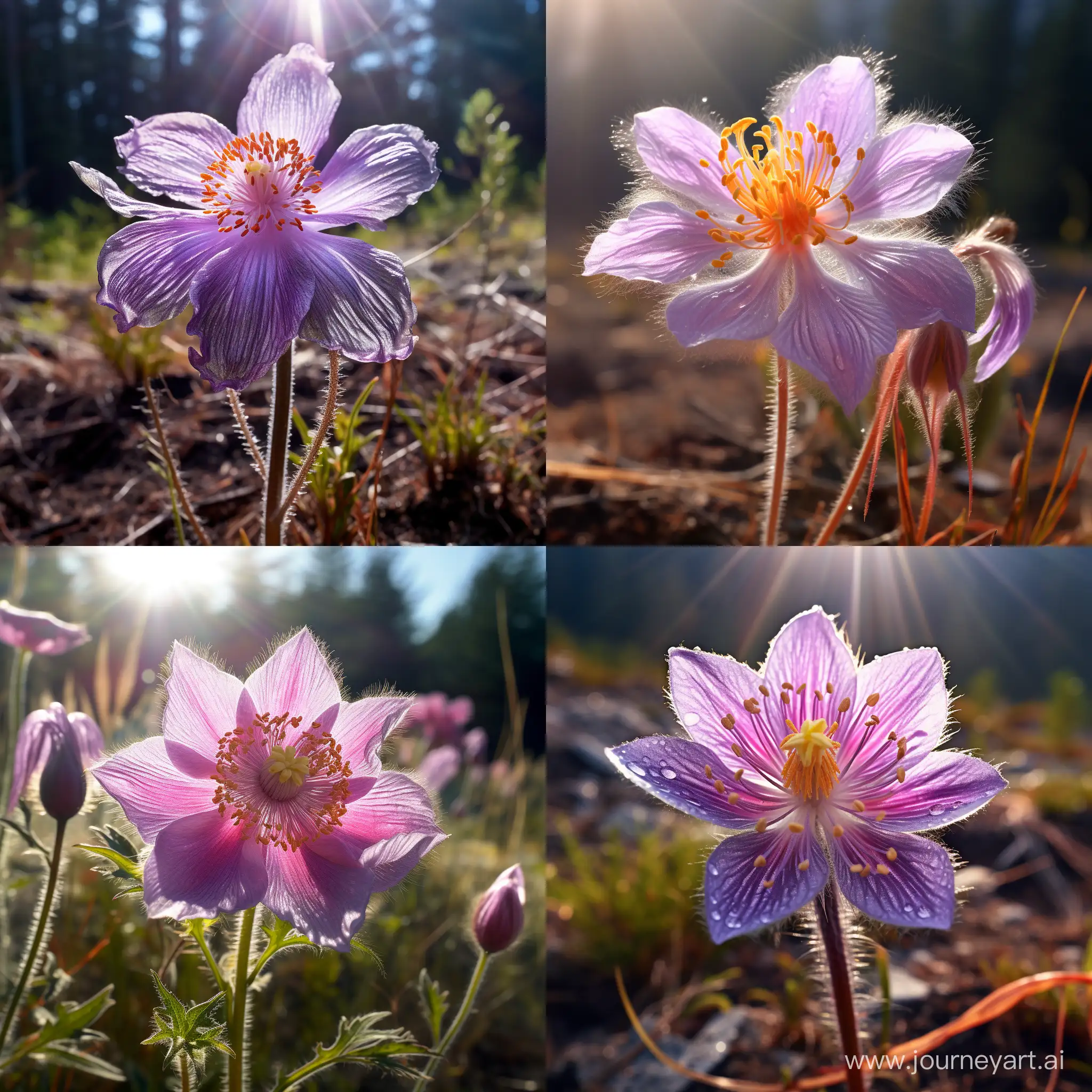 Digital-Pulsatilla-Flower-Reflecting-Sunlight