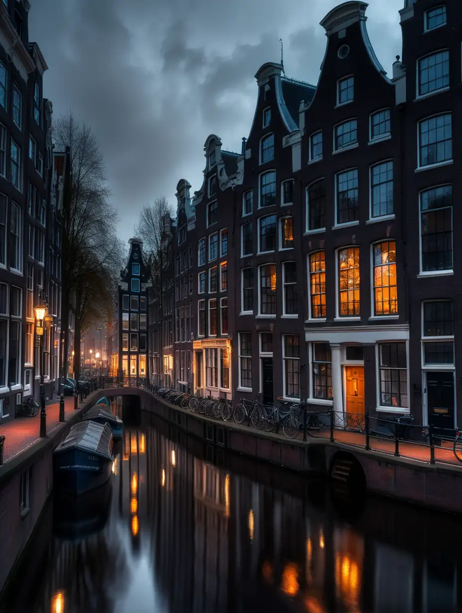 Immagine di un paesaggio , una casa , buio e atmosfera fantastica e cupa, Amsterdam