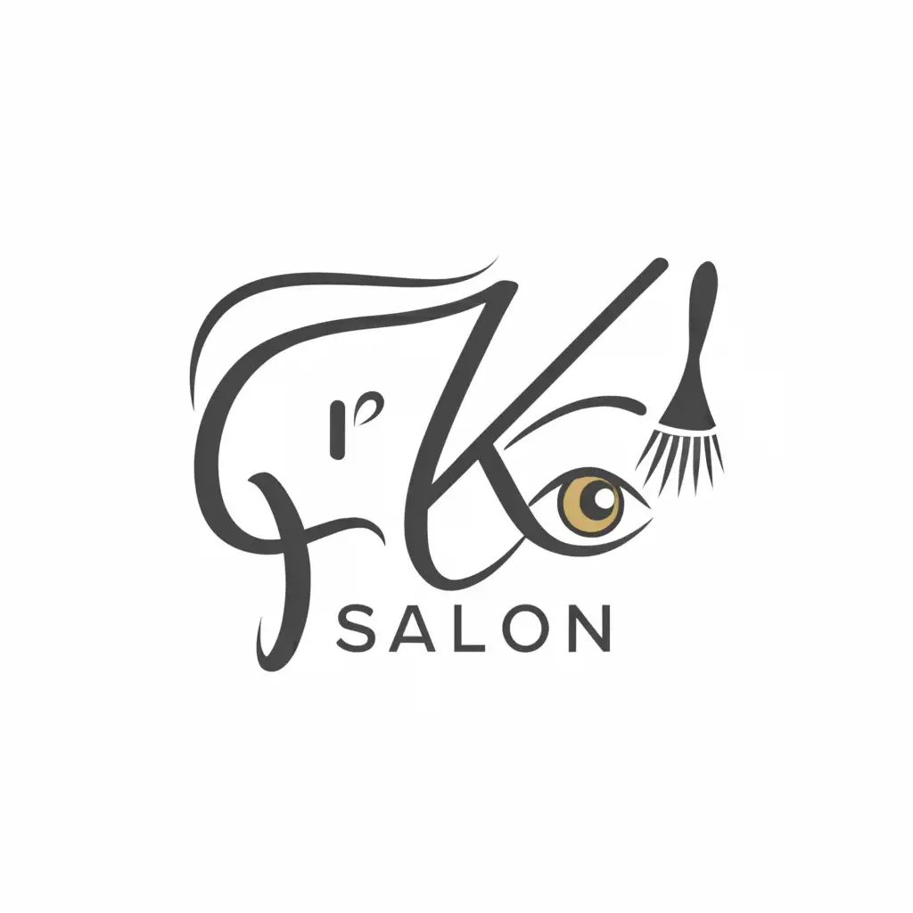 a logo design,with the text "I ' K SALON", main symbol:BEAUTY, SALON, EYE, BRUSH,Moderate,be used in Beauty Spa industry,clear background