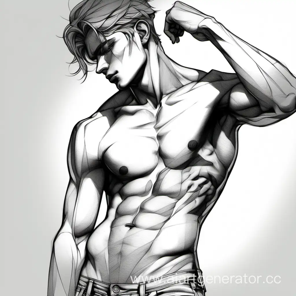 Aesthetic-Male-Body-Drawing-with-Intricate-Muscular-Details