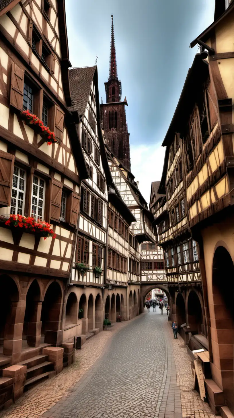 Historical Streets of Strasbourg France in the 1500s
