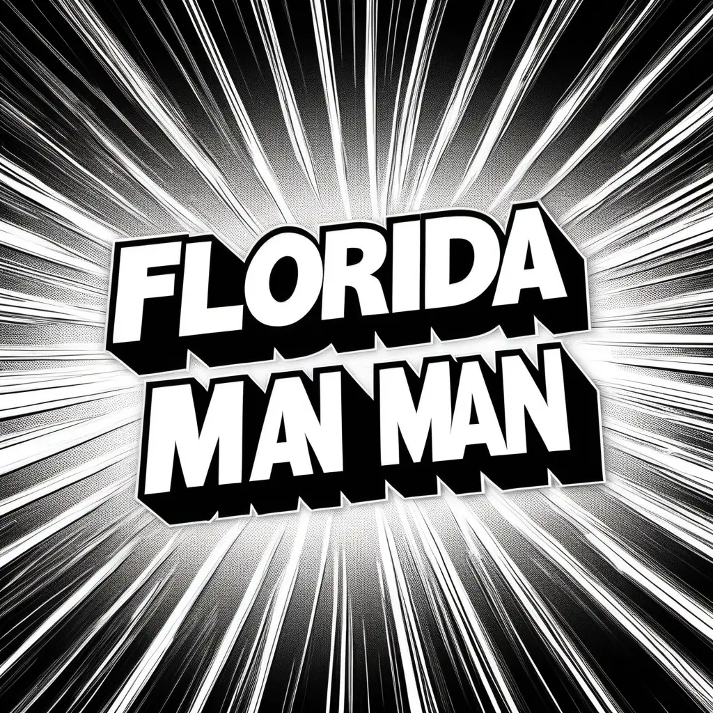 Florida Man Bold 3D Text Effect Comic Style in Black and White