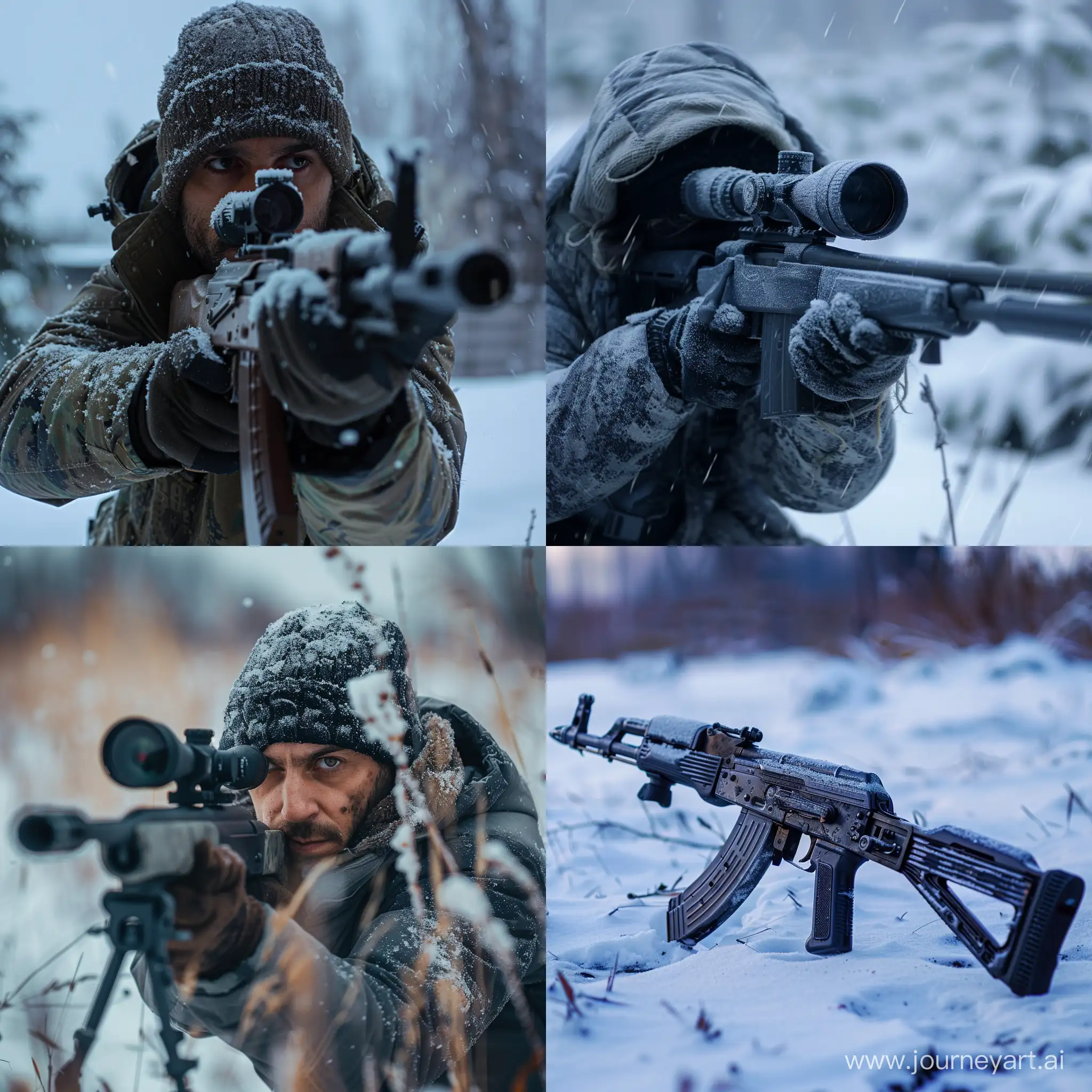 Russian-Sigma-Male-Abdullah-Nazzal-Holding-Gun-on-Winter-Night