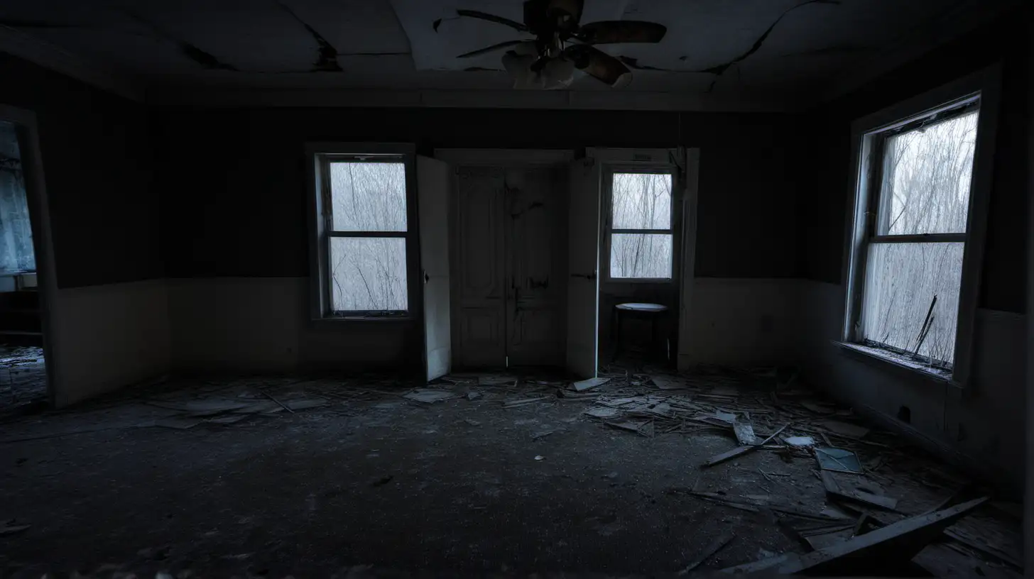 Desolate Abandoned House Living Room