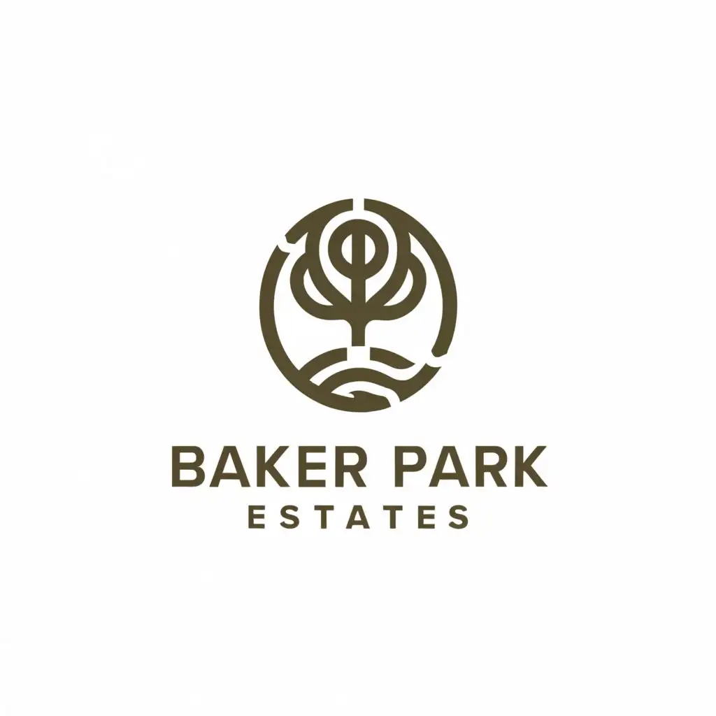 a logo design,with the text "Baker Park Estates", main symbol:park, trees,Moderate,be used in Home Family industry,clear background