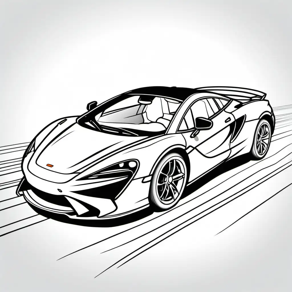 maclaren car coloring page, white and black lines.