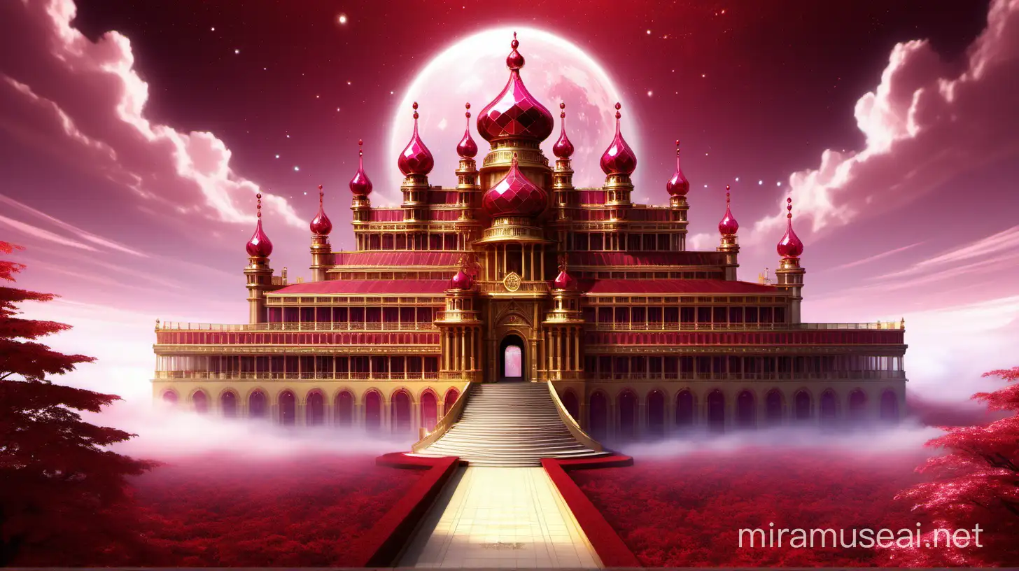 Majestic Palace of Gold and Rubies A Dreamy Skyline Delight