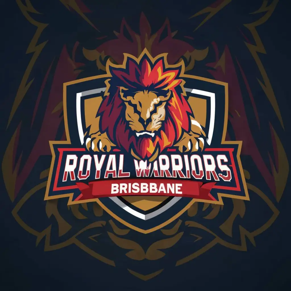 LOGO-Design-for-Royal-Warriors-Brisbane-Deep-Red-Dark-Blue-and-Metallic-Gold-with-Minimalistic-Aesthetic