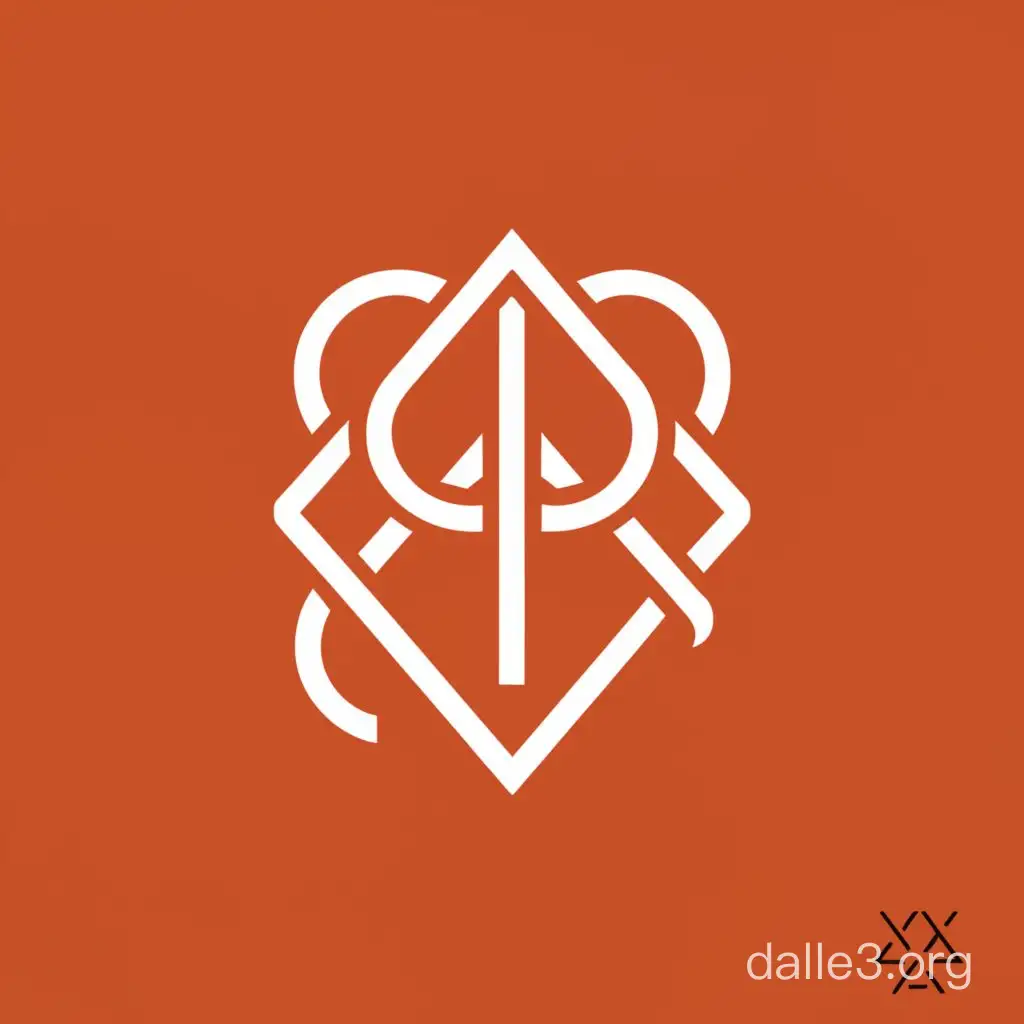 the clean solid geometric abstract symbol rune glyph personal sigil and seal of the nomad oracle bard named Xylo Day solid orange logo