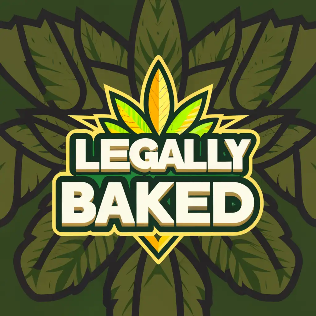 a logo design,with the text "LEGALLY BAKED", main symbol:Mariguana leaf,Moderate,clear background