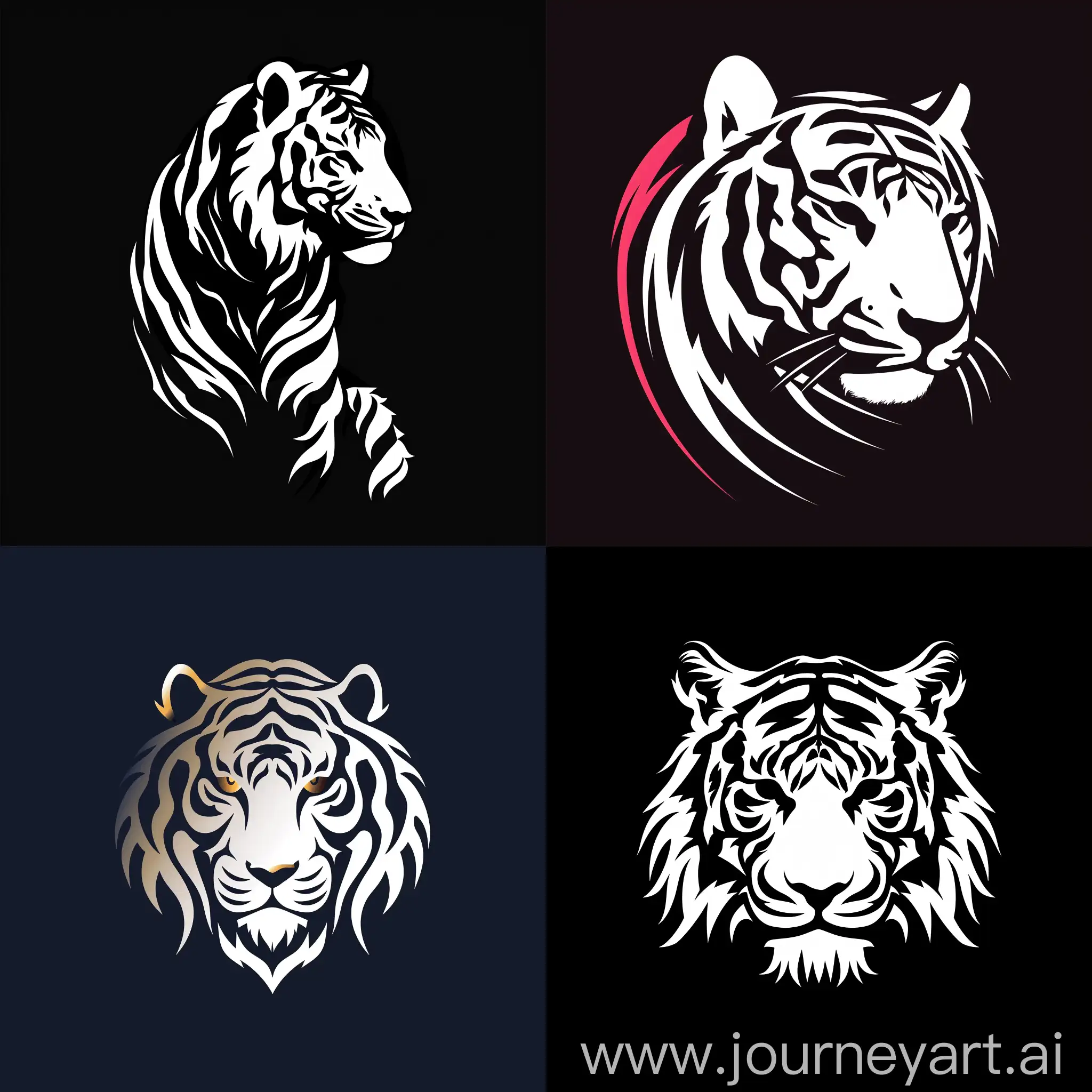Abstract-White-Tiger-Logo-Design-with-Vivid-Colors-and-Symmetrical-Patterns