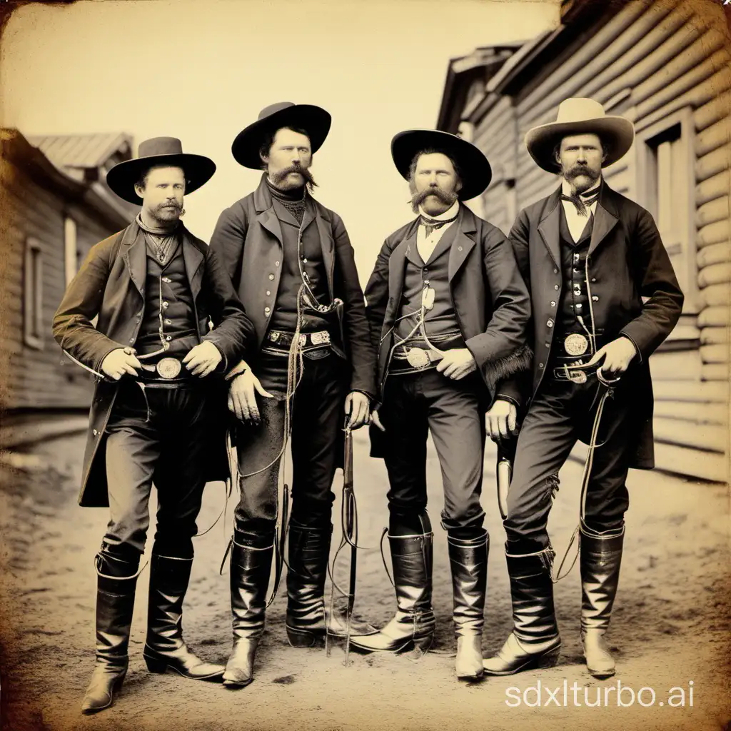 4 cowboys in Oslo in the 1800s