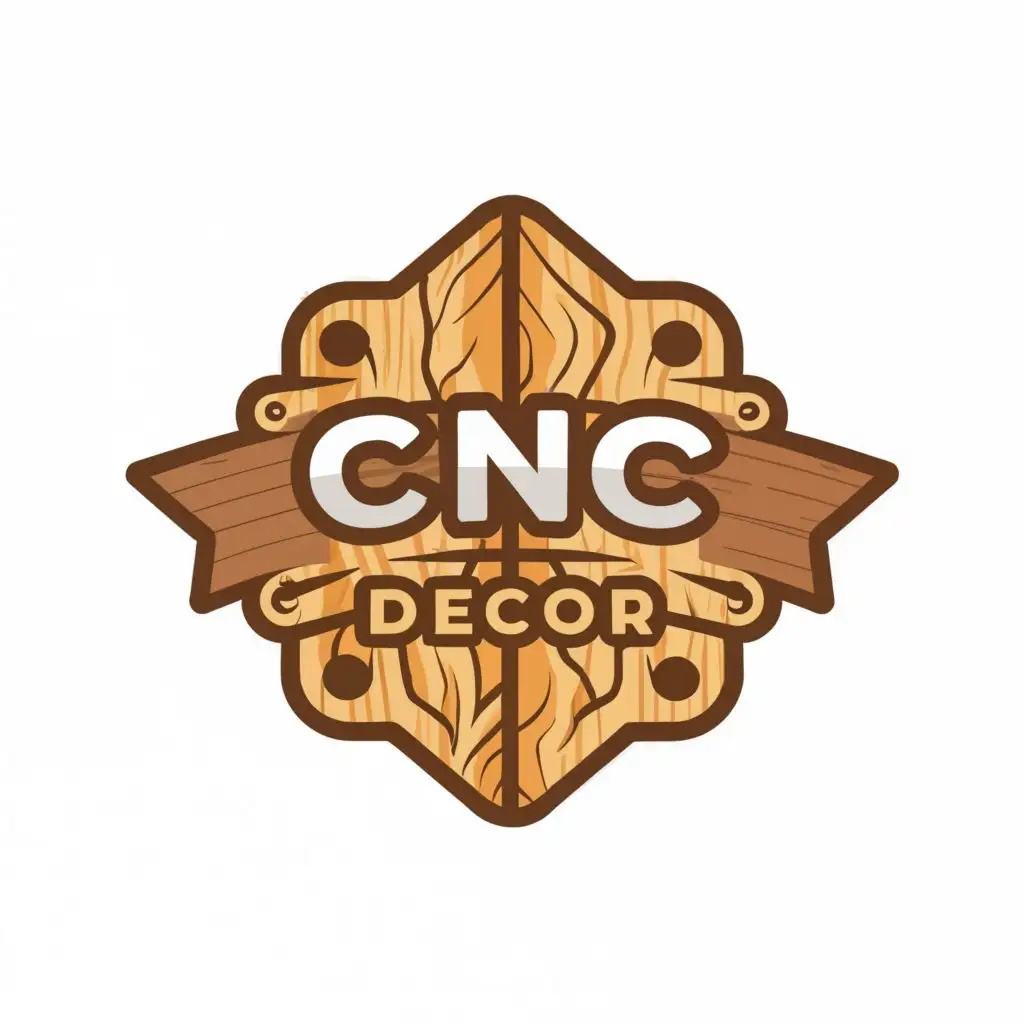 logo, I want a professional logo that represents wood cutting using a professional CNC machine in the field of wood, with the text "CNC decor", typography